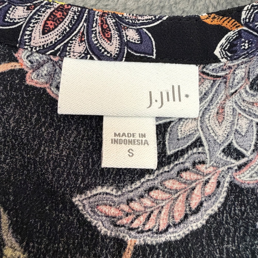 J. Jill Womens Black Paisley Floral Sleeveless Button Front Tiered Top Small - Picture 2 of 8